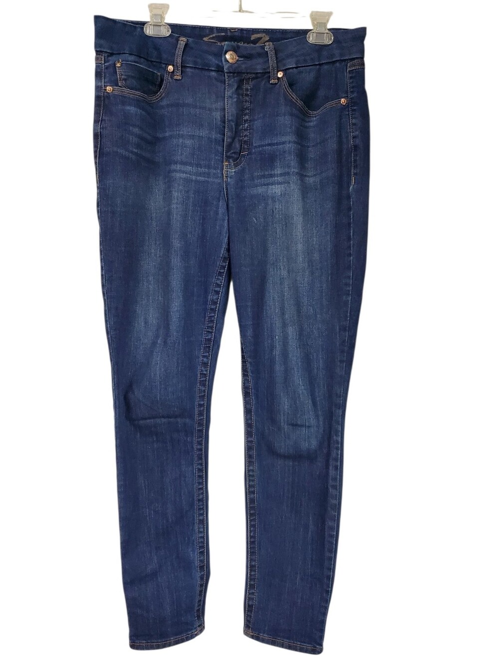 Seven7 Brand Dark Wash Denim High Rise Slimming Wastline Jeans Size 14 Skinny